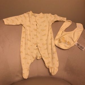 Little Ducks Footed One-Piece and Bib-3M